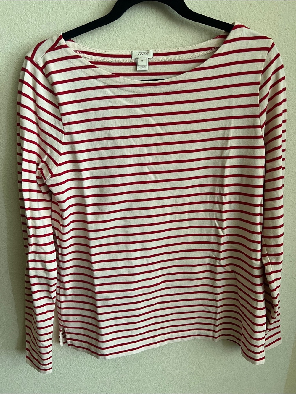 J. Crew Red and White Striped Long Sleeve Tee